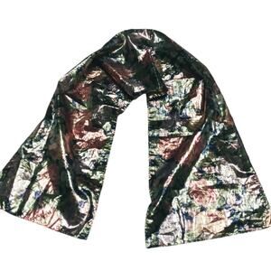 Metallic Floral Scarf Head Wrap Hijab Gold Pink Rose Table Runner Vintage